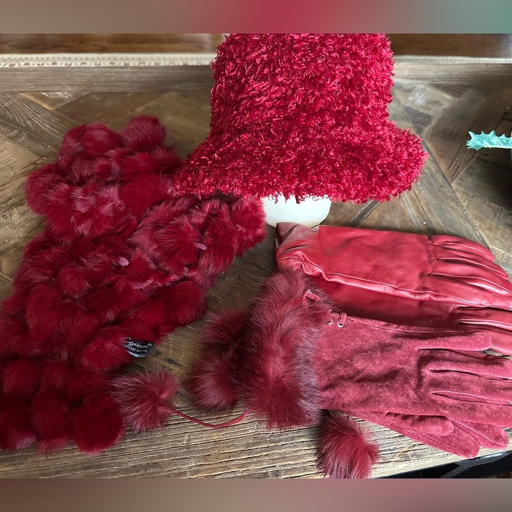 Red winter accessories